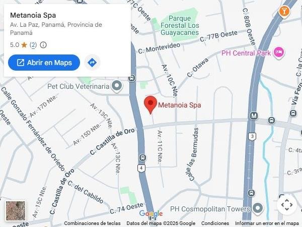 Mapa de Avenida La Paz con el marcador de Metanoia Spa en Ciudad de Panamá
